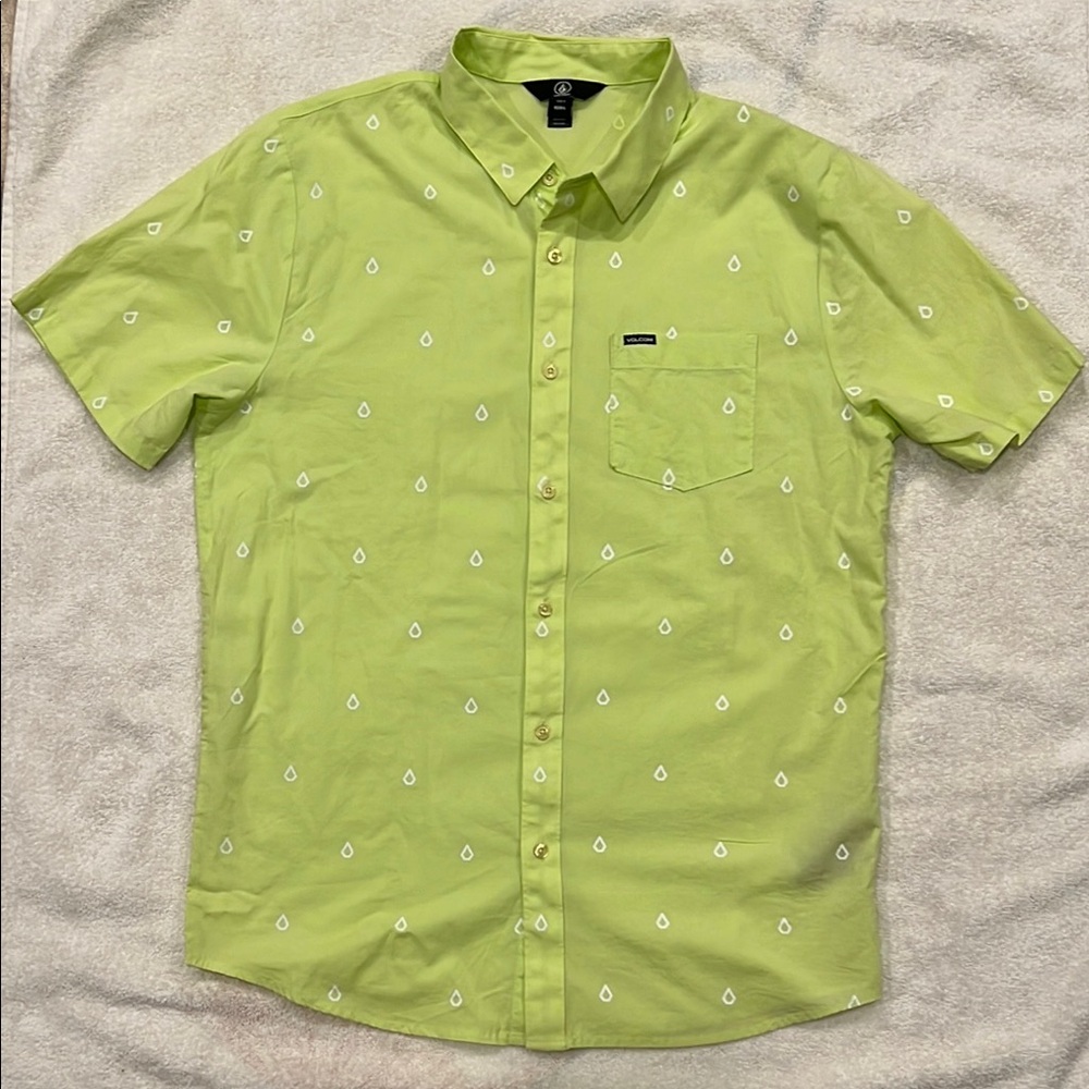 Men's Volcom Lime Green Button-Up Shirt